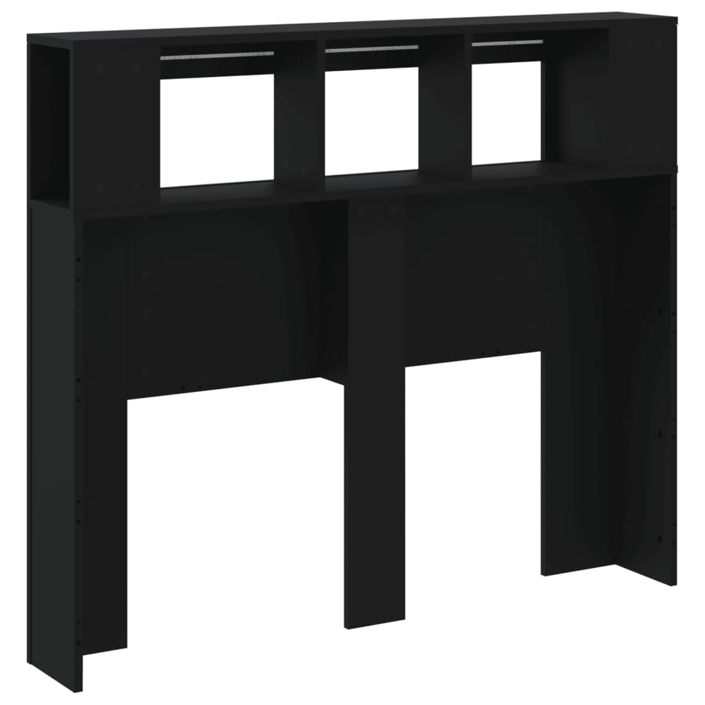 Tăblie de pat cu LED, negru, 120x18,5x103,5 cm, lemn GartenMobel Dekor