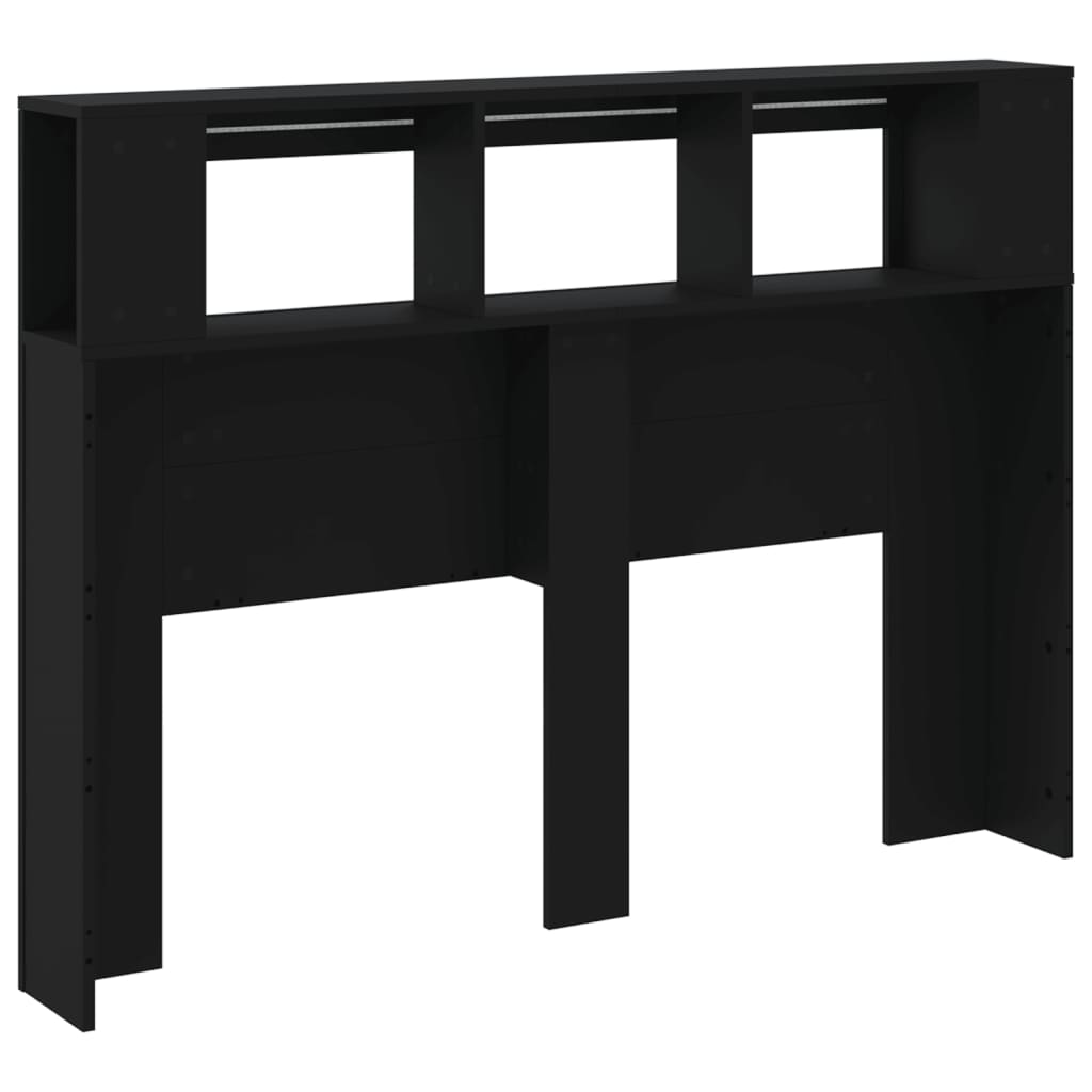Tăblie de pat cu LED, negru, 140x18,5x103,5 cm, lemn GartenMobel Dekor