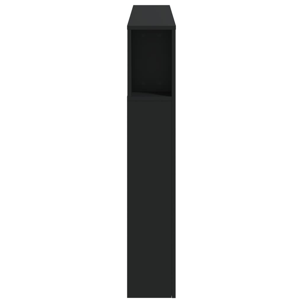 Tăblie de pat cu LED, negru, 140x18,5x103,5 cm, lemn GartenMobel Dekor