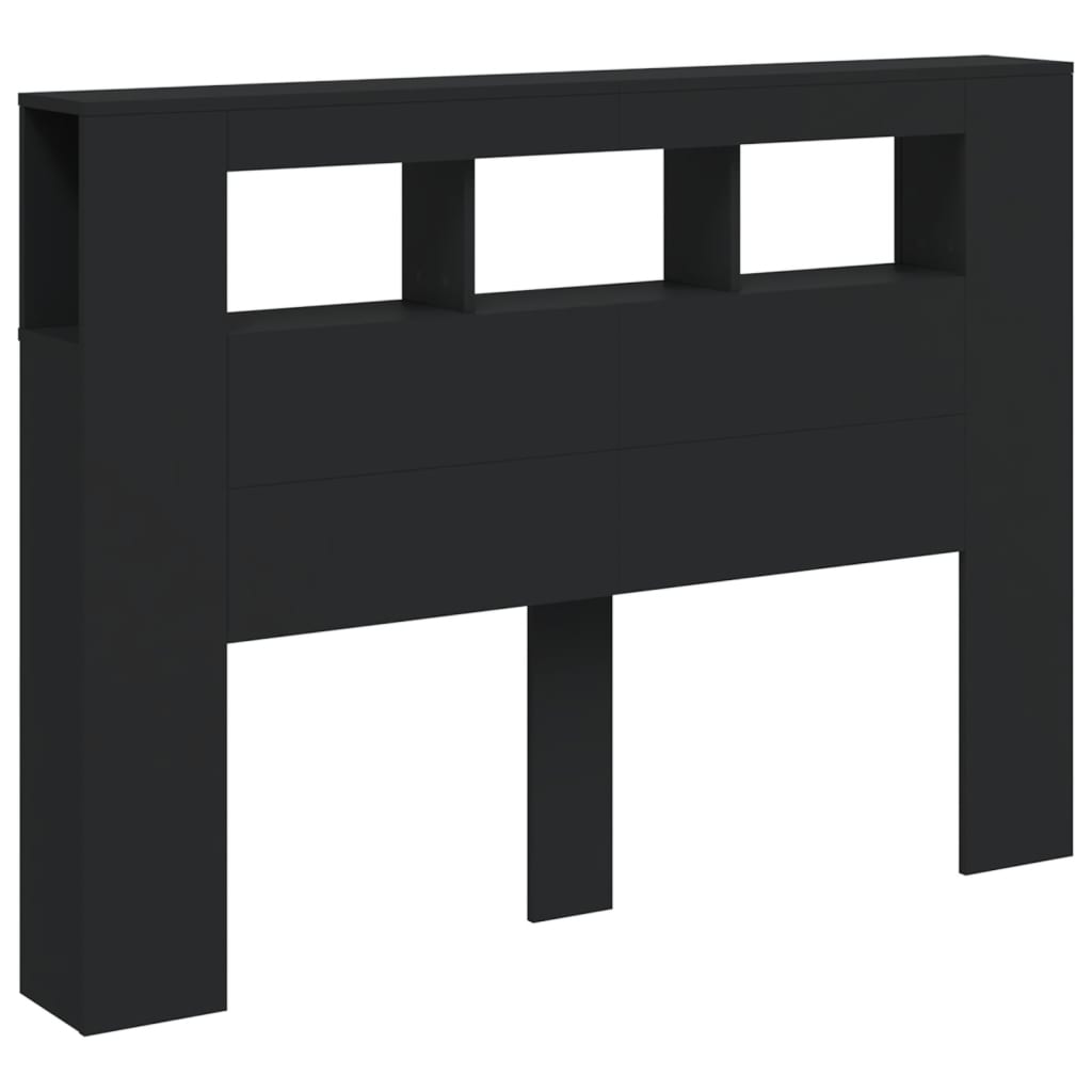 Tăblie de pat cu LED, negru, 140x18,5x103,5 cm, lemn GartenMobel Dekor