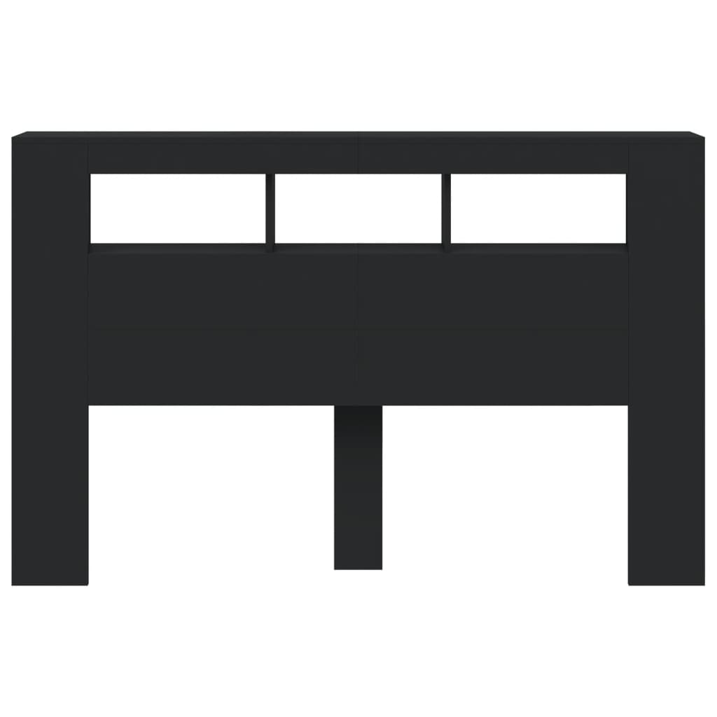 Tăblie de pat cu LED, negru, 160x18,5x103,5 cm, lemn GartenMobel Dekor