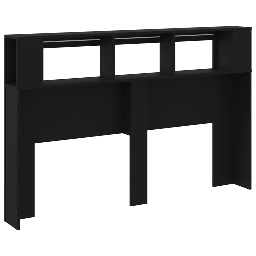 Tăblie de pat cu LED, negru, 160x18,5x103,5 cm, lemn GartenMobel Dekor