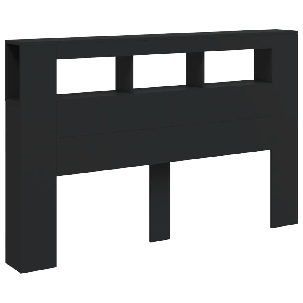 Tăblie de pat cu LED, negru, 160x18,5x103,5 cm, lemn GartenMobel Dekor