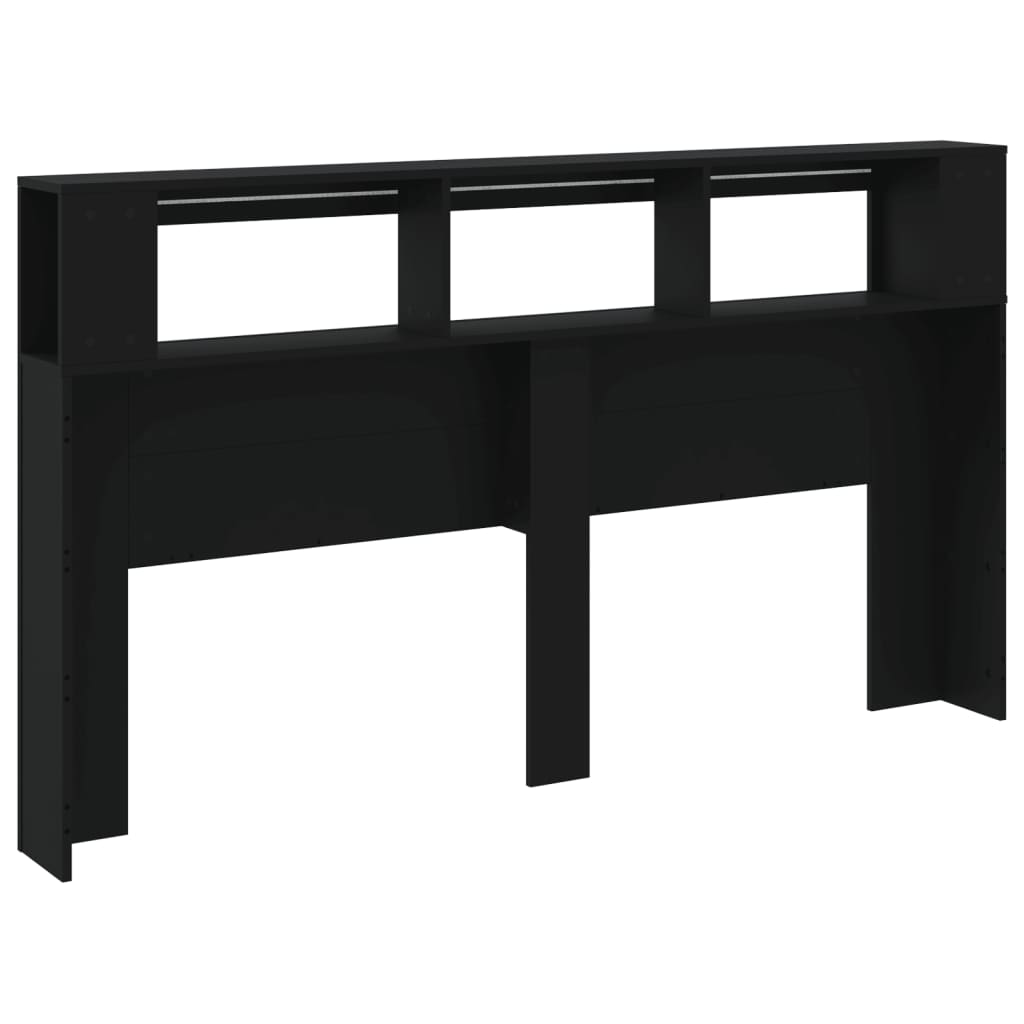 Tăblie de pat cu LED, negru, 180x18,5x103,5 cm, lemn GartenMobel Dekor