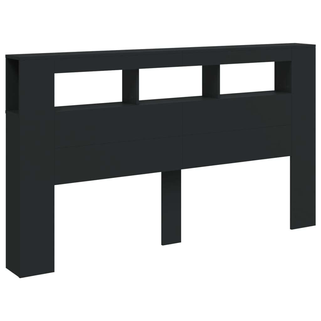 Tăblie de pat cu LED, negru, 180x18,5x103,5 cm, lemn GartenMobel Dekor