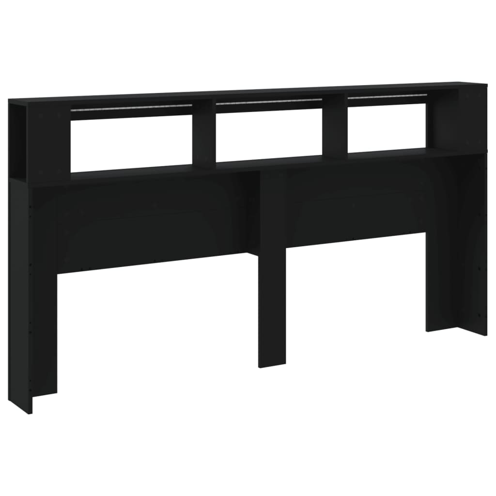 Tăblie de pat cu LED, negru, 200x18,5x103,5 cm, lemn prelucrat GartenMobel Dekor