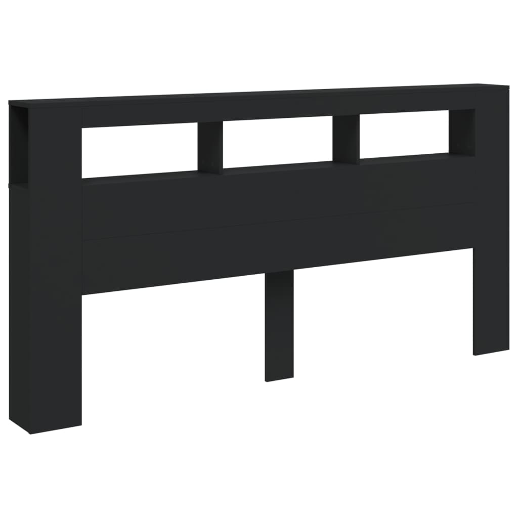 Tăblie de pat cu LED, negru, 200x18,5x103,5 cm, lemn prelucrat GartenMobel Dekor