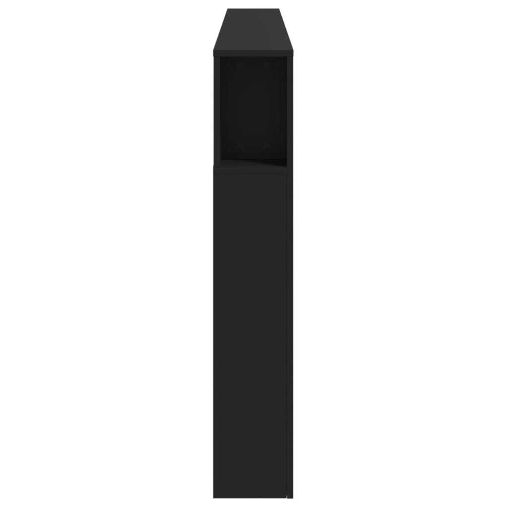Tăblie de pat cu LED, negru, 220x18,5x103,5 cm, lemn GartenMobel Dekor