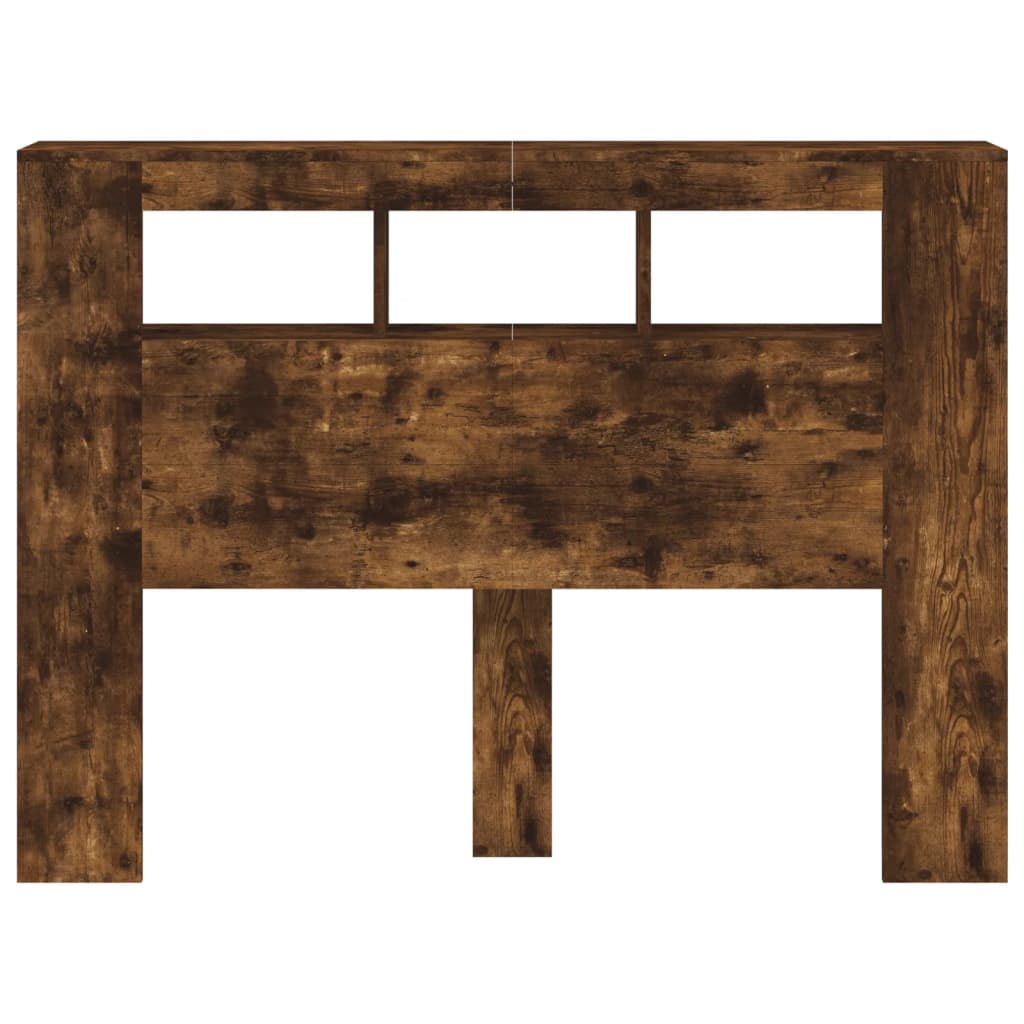 Tăblie de pat cu LED, stejar fumuriu, 140x18,5x103,5 cm, lemn GartenMobel Dekor