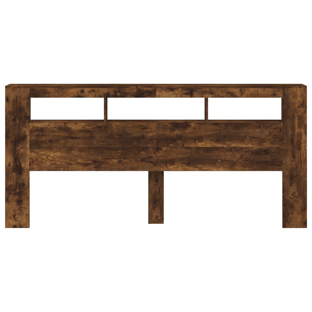 Tăblie de pat cu LED, stejar fumuriu, 220x18,5x103,5 cm, lemn GartenMobel Dekor