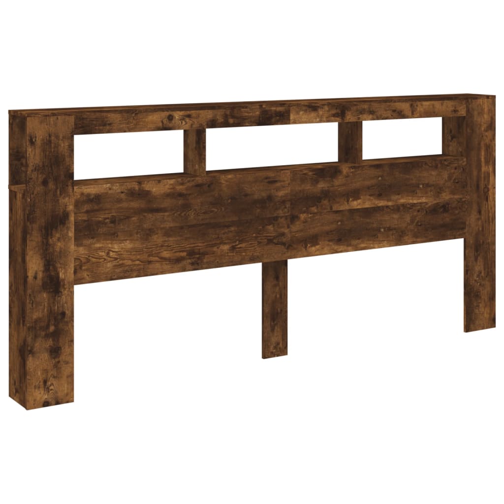 Tăblie de pat cu LED, stejar fumuriu, 220x18,5x103,5 cm, lemn GartenMobel Dekor