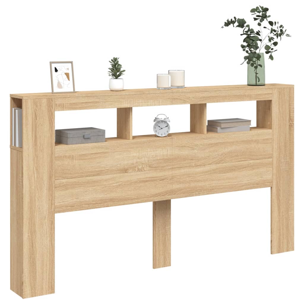 Tăblie de pat cu LED, stejar sonoma, 180x18,5x103,5 cm, lemn GartenMobel Dekor