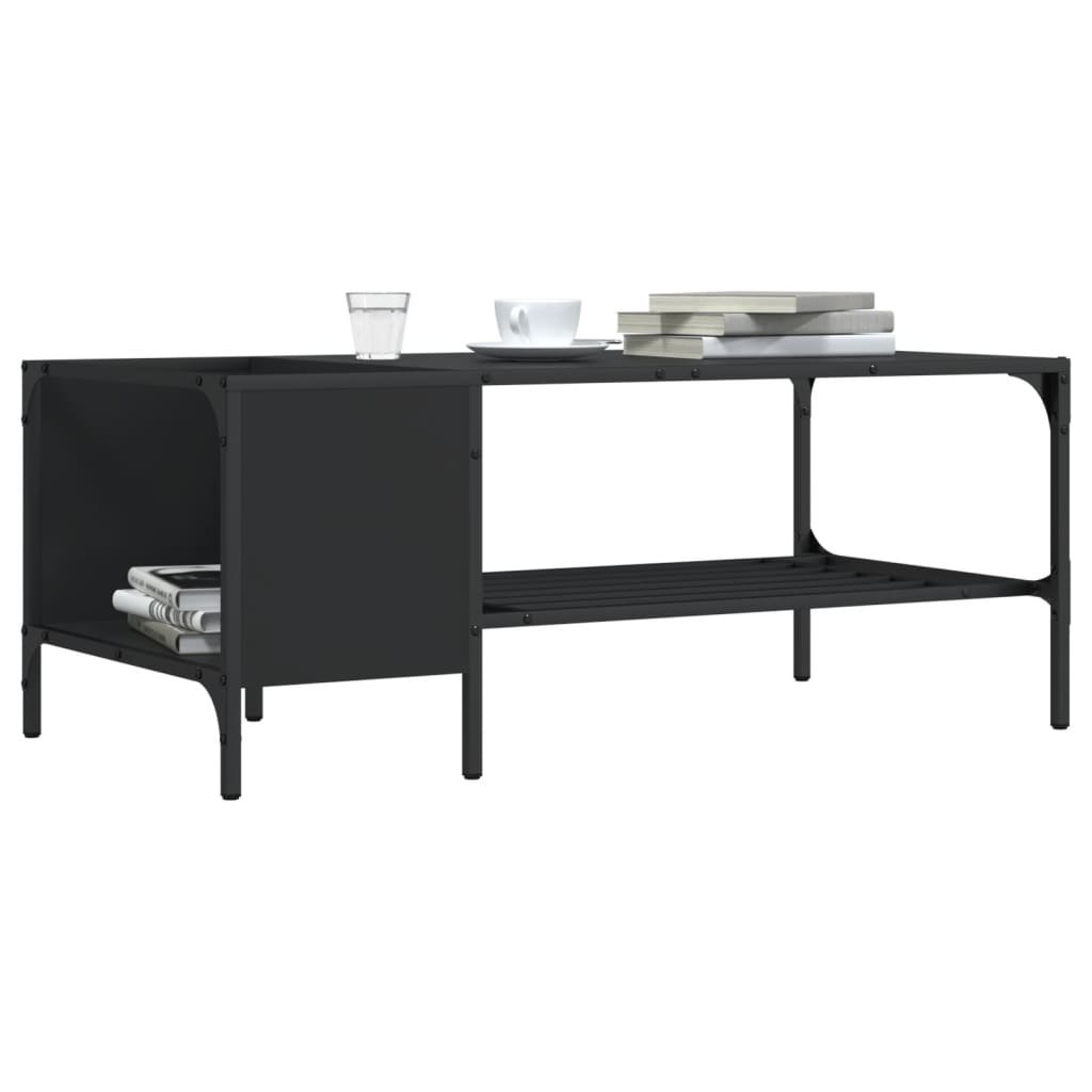 Măsuță de cafea cu raft, negru, 100x51x40 cm, lemn GartenMobel Dekor