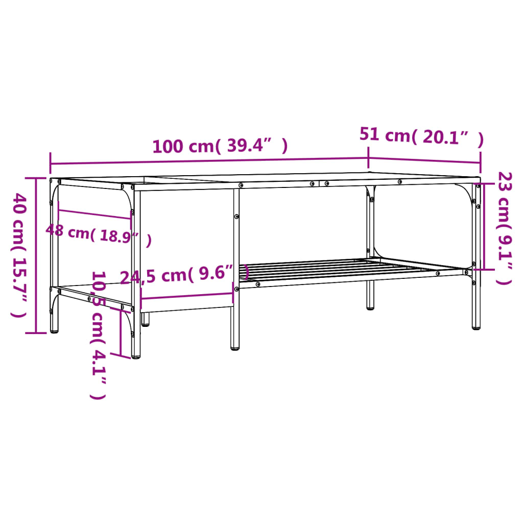 Măsuță de cafea cu raft, stejar sonoma, 100x51x40 cm, lemn GartenMobel Dekor