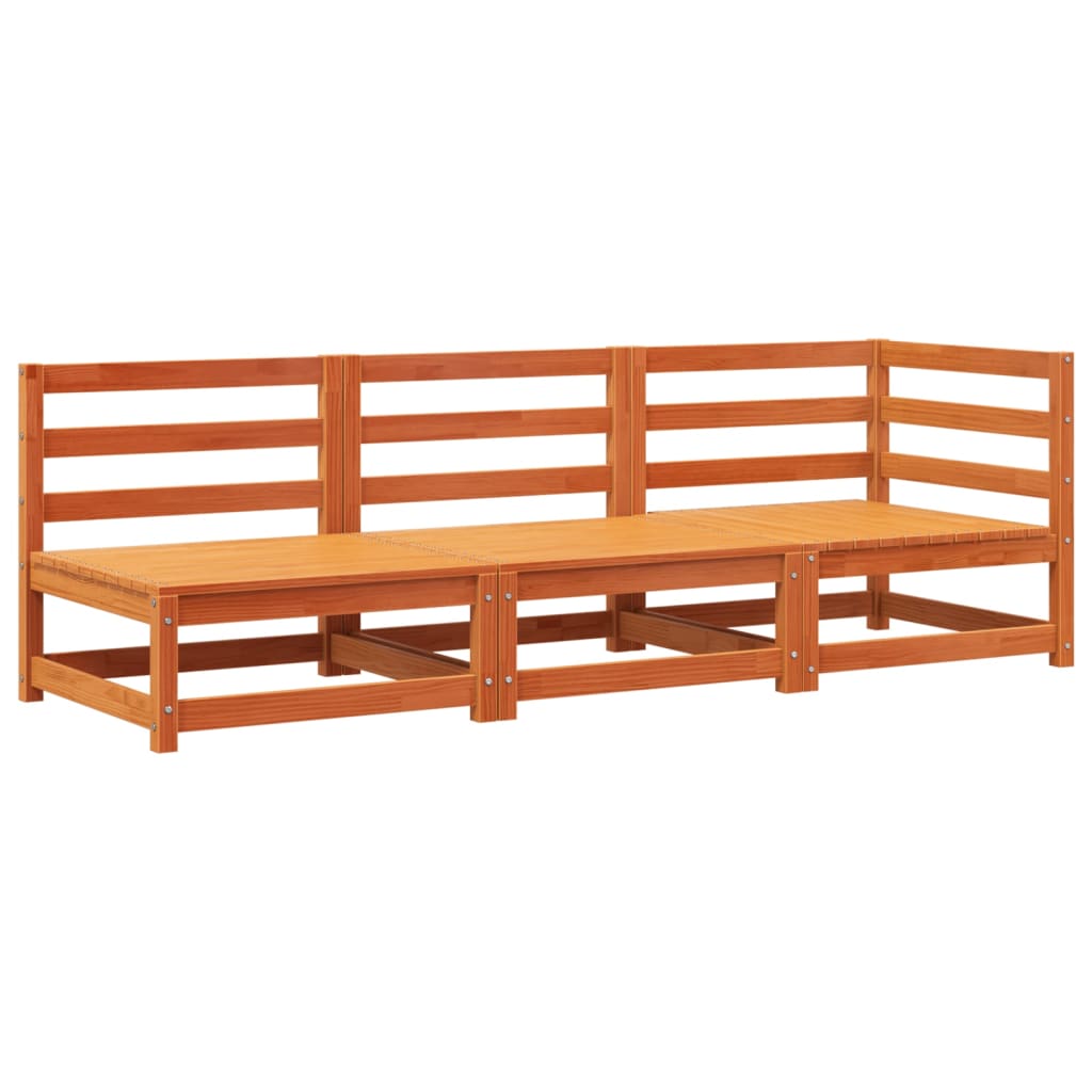 Canapea de grădină cu 3 locuri, maro ceruit, lemn masiv de pin GartenMobel Dekor