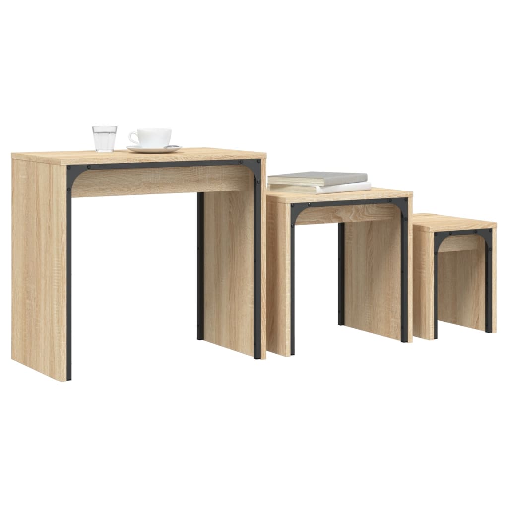 Mese suprapuse de cafea, 3 buc, stejar sonoma, lemn prelucrat  GartenMobel Dekor