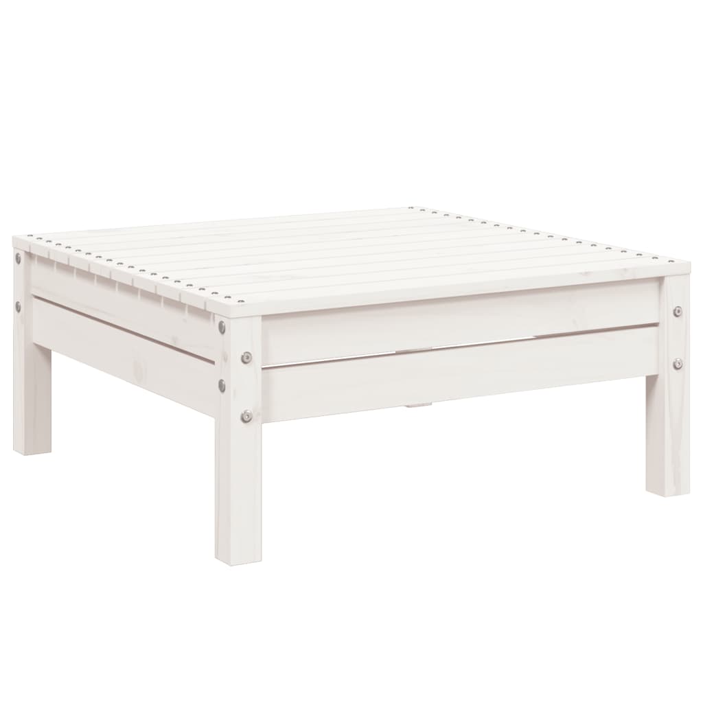 Canapea de grădină cu 3 locuri/taburet, alb, lemn masiv de pin GartenMobel Dekor