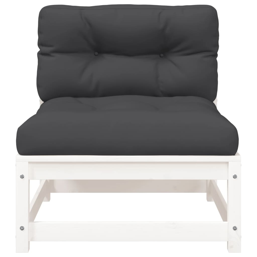 Canapele de grădină fără cotiere, cu perne, 2 buc., alb GartenMobel Dekor