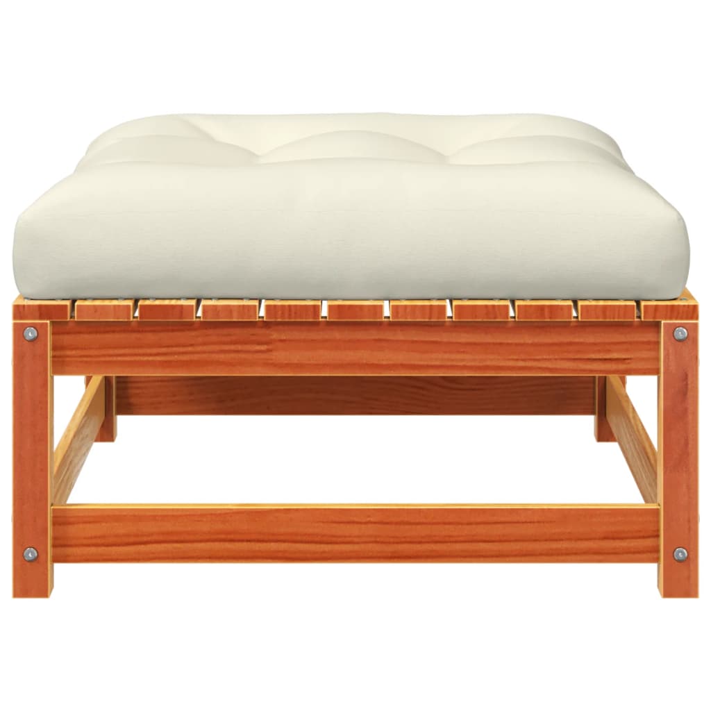 Taburet de grădină cu pernă, maro ceruit, lemn masiv de pin GartenMobel Dekor