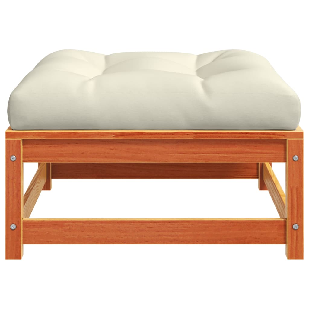 Taburet de grădină cu pernă, maro ceruit, lemn masiv de pin GartenMobel Dekor