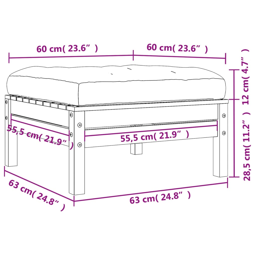 Taburet de grădină cu pernă, lemn masiv douglas GartenMobel Dekor