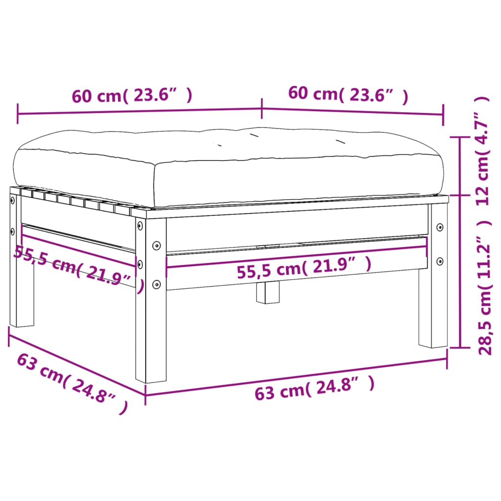 Taburete de grădină cu perne, 2 buc., lemn masiv douglas GartenMobel Dekor