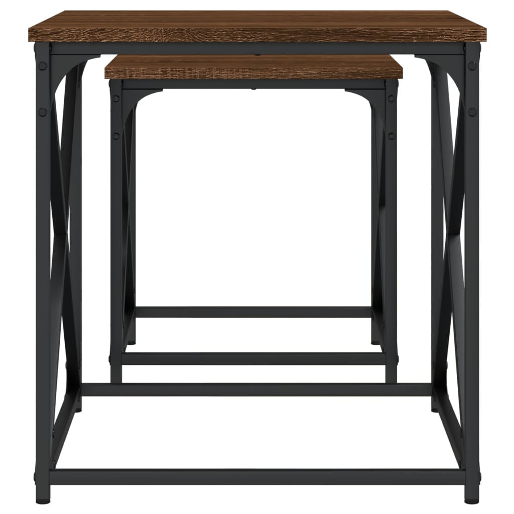 Mese suprapuse de cafea, 2 buc, stejar maro, lemn prelucrat GartenMobel Dekor