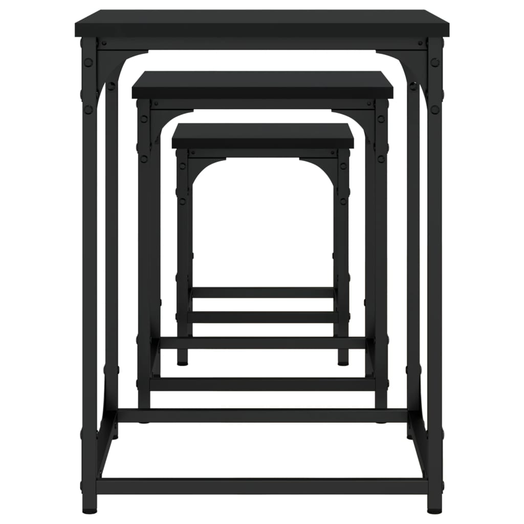 Mese suprapuse de cafea, 3 buc, negru, lemn prelucrat  GartenMobel Dekor