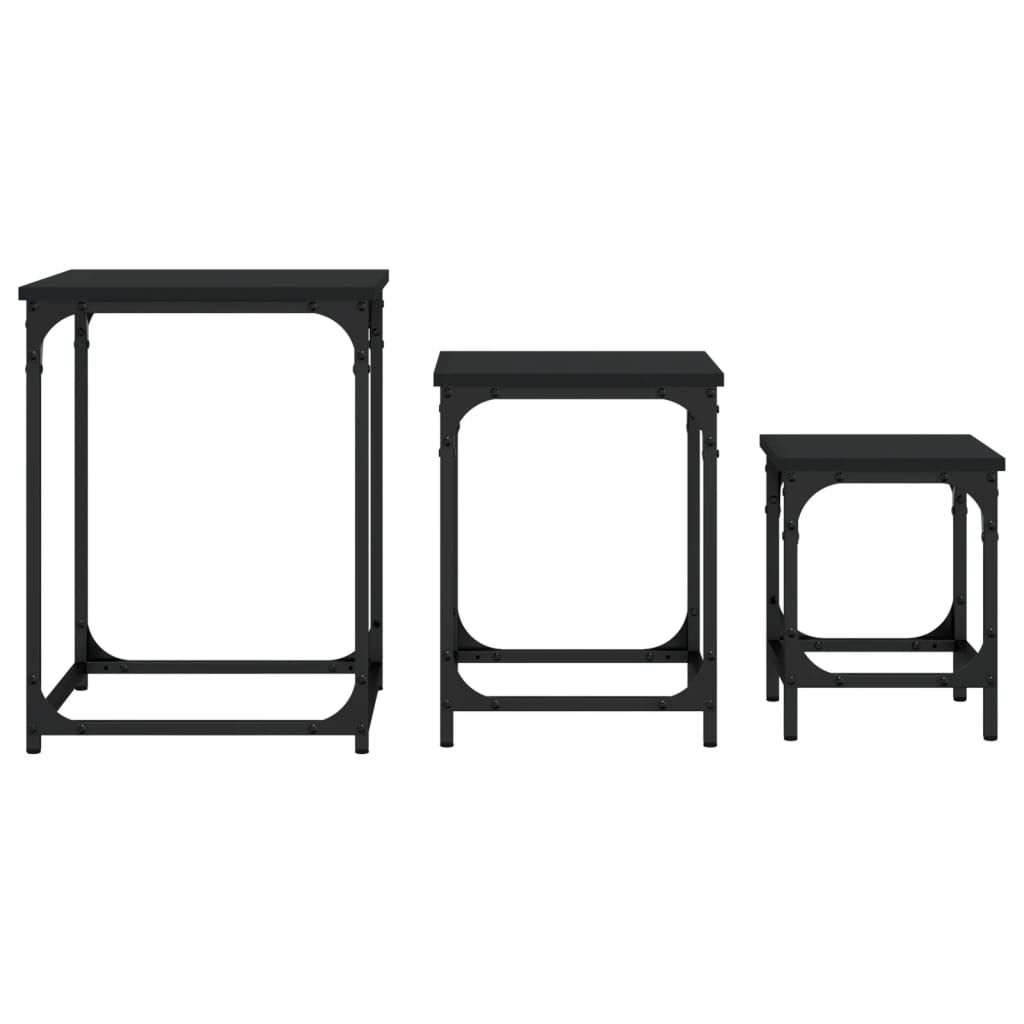 Mese suprapuse de cafea, 3 buc, negru, lemn prelucrat  GartenMobel Dekor
