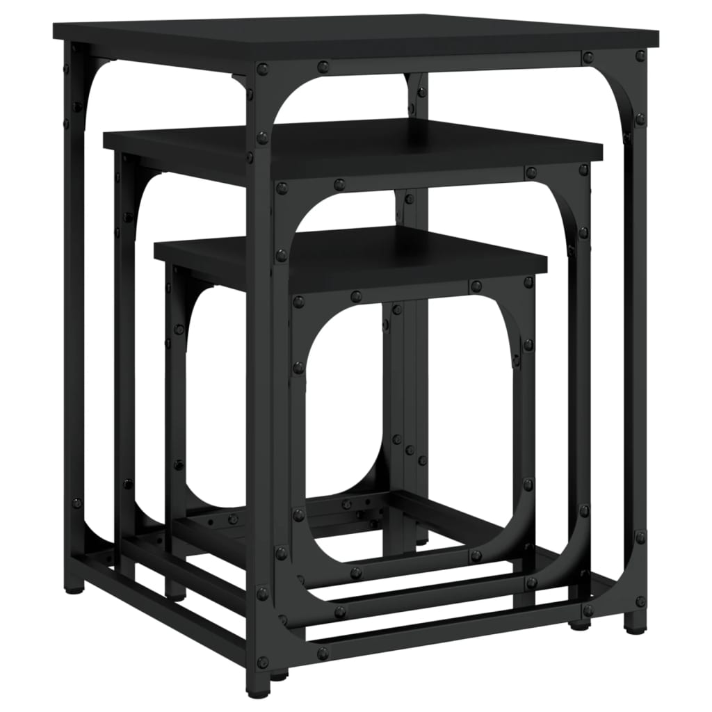Mese suprapuse de cafea, 3 buc, negru, lemn prelucrat  GartenMobel Dekor