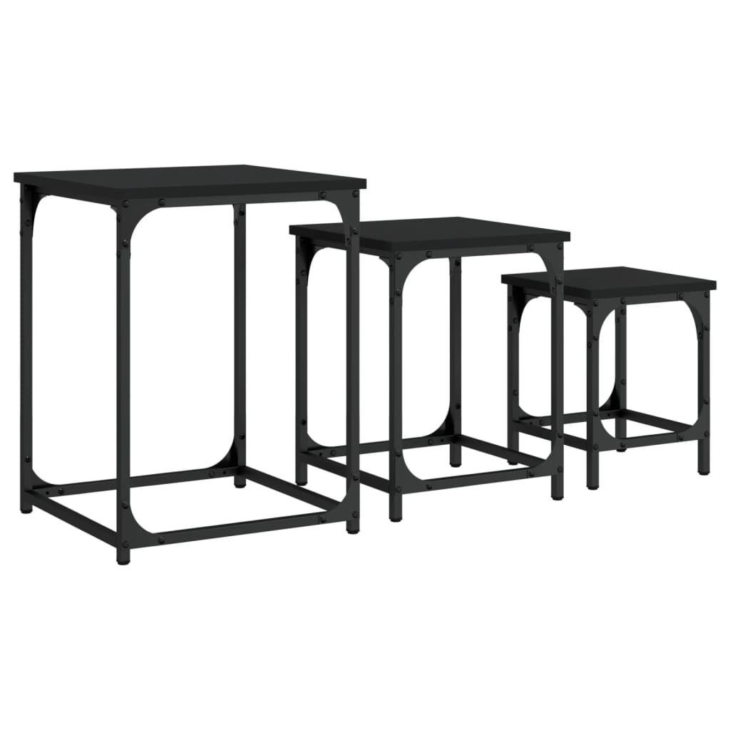 Mese suprapuse de cafea, 3 buc, negru, lemn prelucrat  GartenMobel Dekor