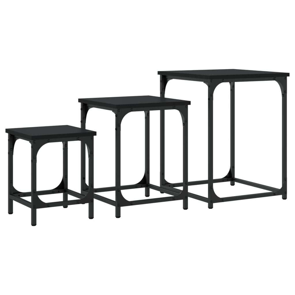Mese suprapuse de cafea, 3 buc, negru, lemn prelucrat  GartenMobel Dekor