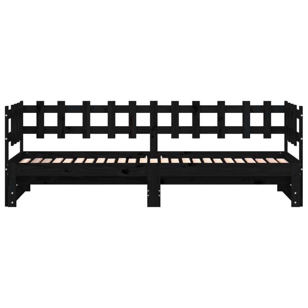 Pat de zi extensibil, negru, 2x(80x200) cm, lemn masiv de pin GartenMobel Dekor