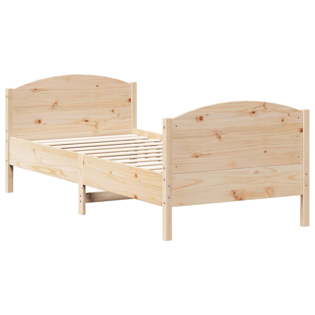 Cadru de pat cu tăblie, 75x190 cm, lemn masiv de pin GartenMobel Dekor
