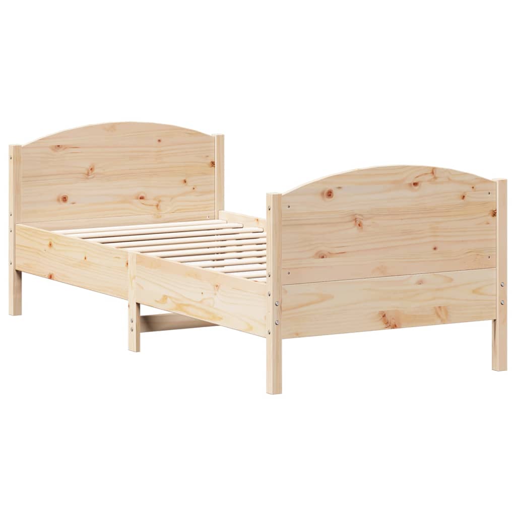 Cadru de pat cu tăblie, 75x190 cm, lemn masiv de pin GartenMobel Dekor