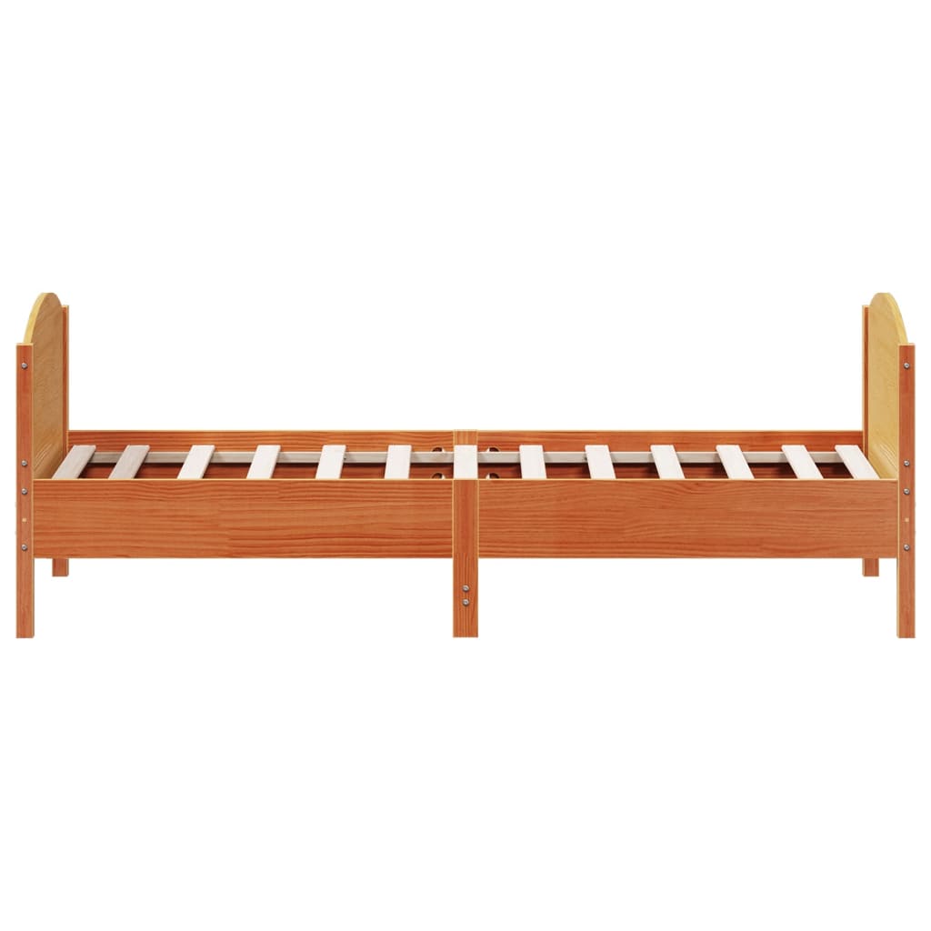 Cadru de pat cu tăblie, maro ceruit, 75x190 cm, lemn masiv pin GartenMobel Dekor