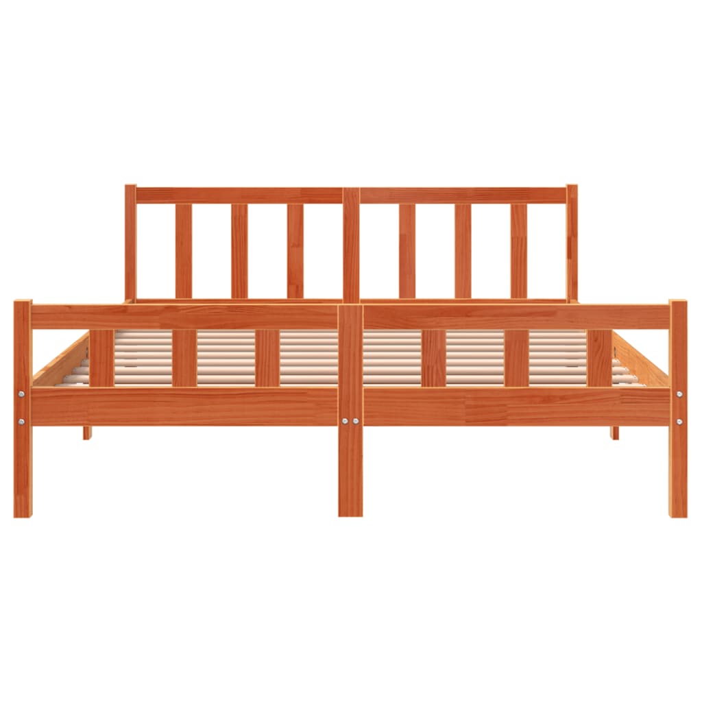 Cadru de pat cu tăblie, maro ceruit, 150x200 cm, lemn masiv pin GartenMobel Dekor