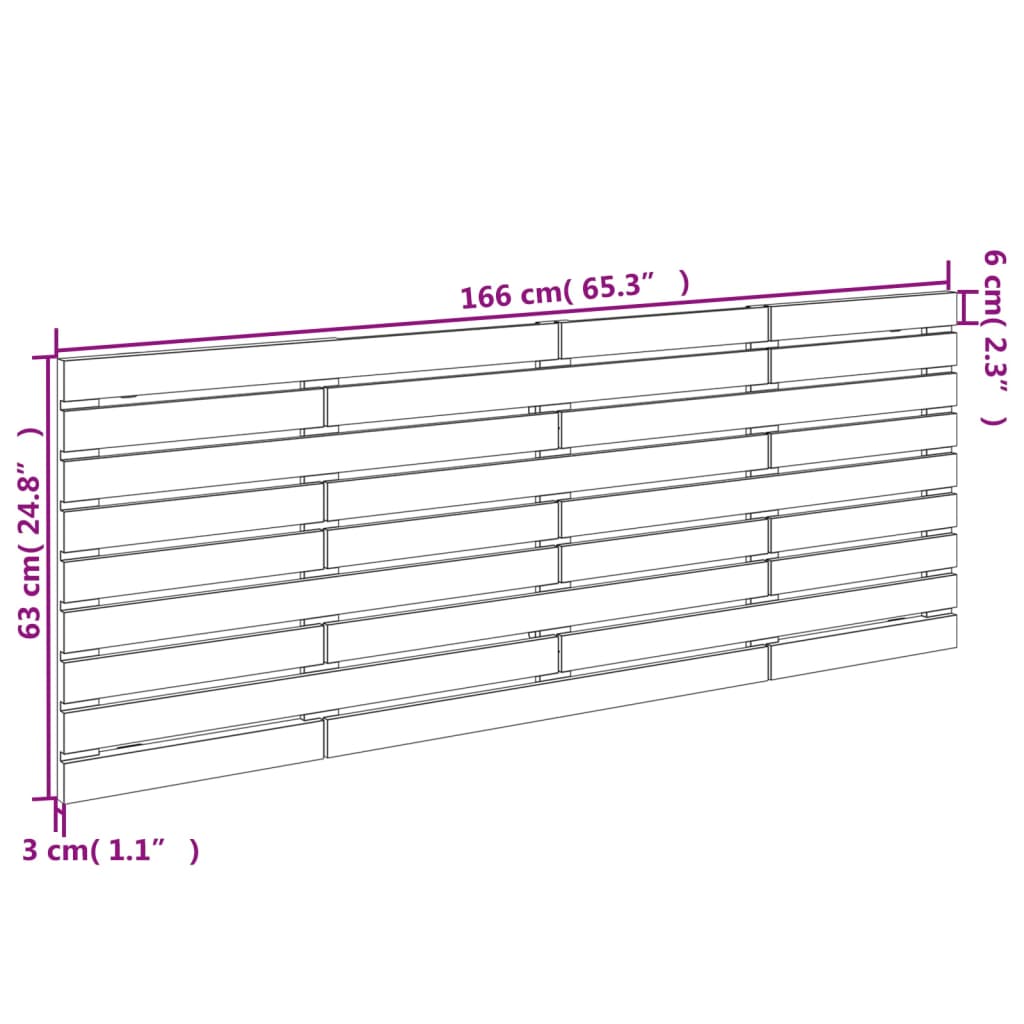 Tăblie de pat pentru perete, 166x3x63 cm, lemn masiv de pin GartenMobel Dekor