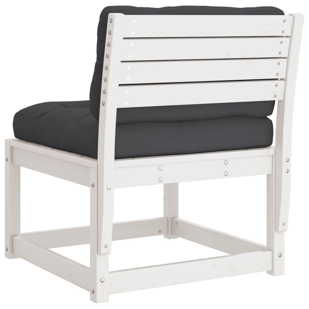 Canapea de grădină cu perne, alb, lemn masiv de pin GartenMobel Dekor