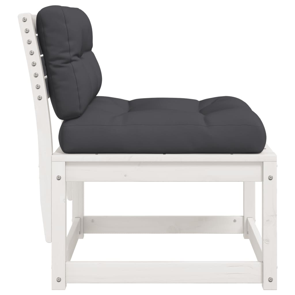 Canapea de grădină cu perne, alb, lemn masiv de pin GartenMobel Dekor