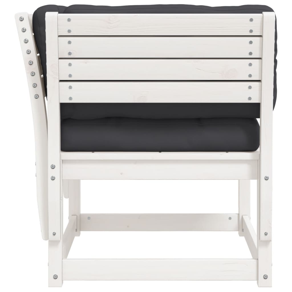 Canapea grădină cotieră cu perne, alb, lemn masiv de pin GartenMobel Dekor