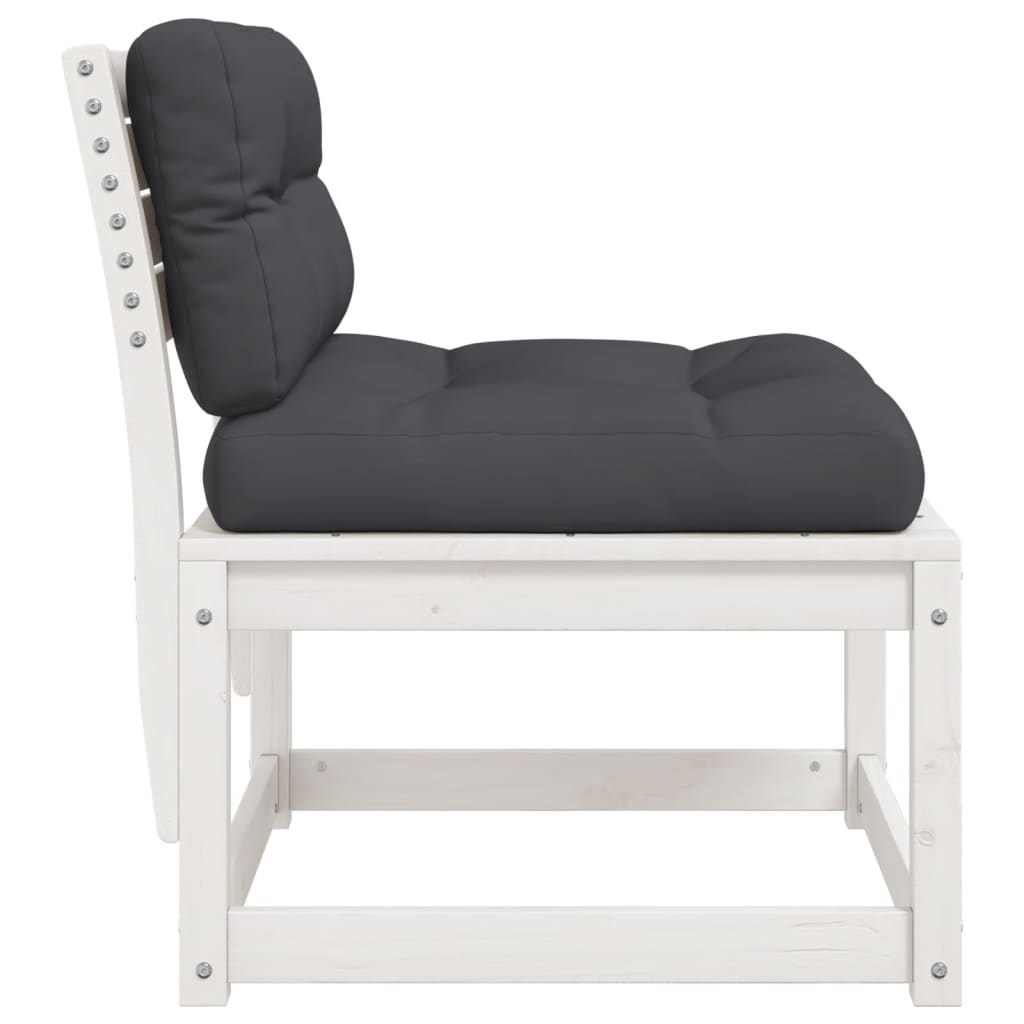 Canapele de grădină cu perne, 2 buc., alb, lemn masiv de pin GartenMobel Dekor