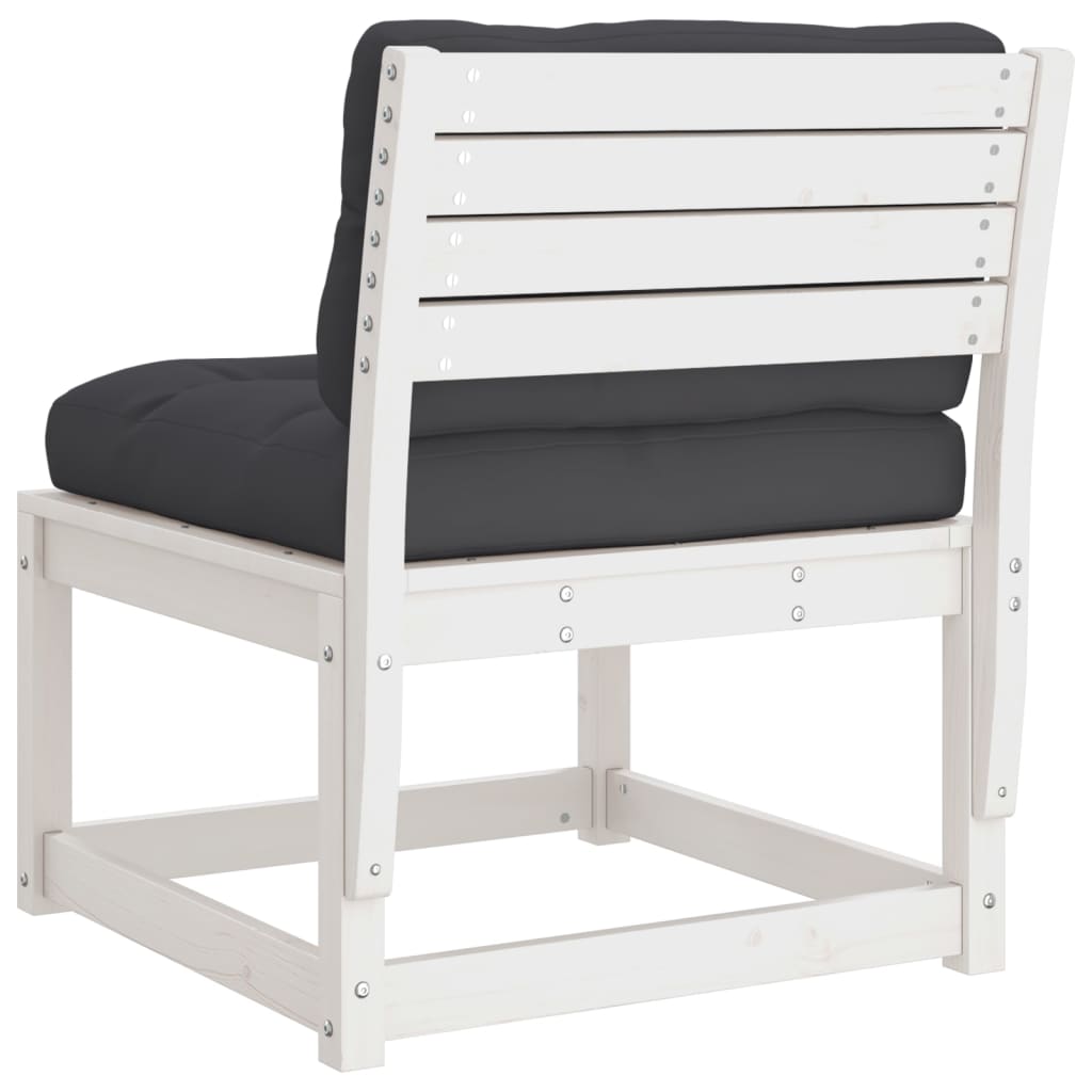 Canapele de grădină cu perne, 2 buc., alb, lemn masiv de pin GartenMobel Dekor