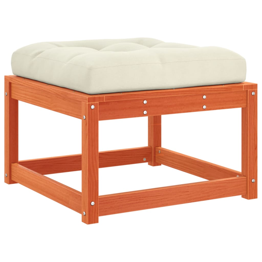 Taburet de grădină cu perne, maro ceruit, lemn masiv de pin GartenMobel Dekor