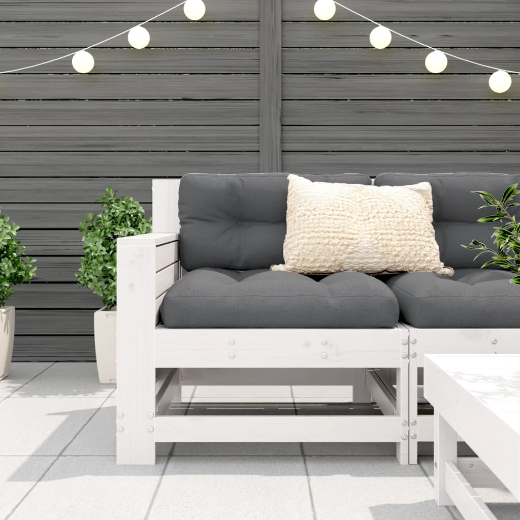 Canapea grădină cotieră cu perne, alb, lemn masiv de pin GartenMobel Dekor