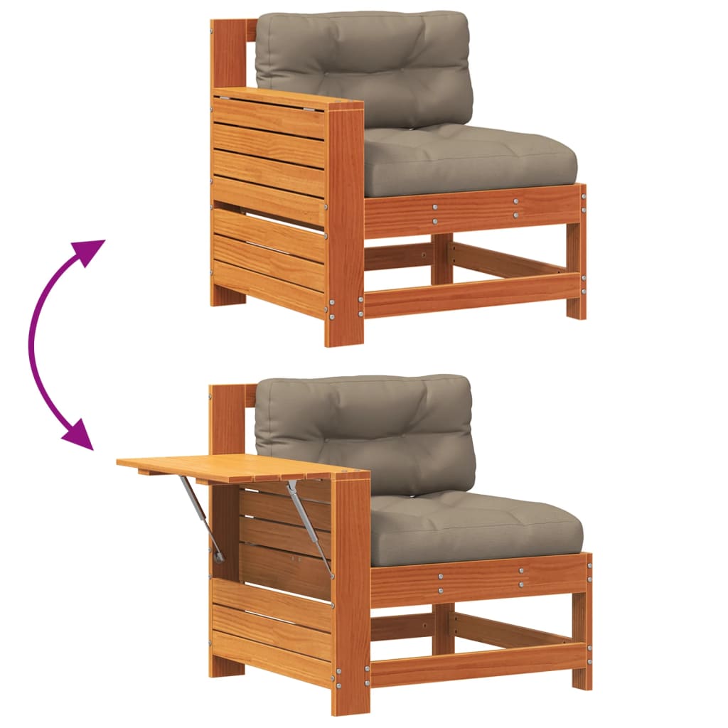 Canapea grădină cotieră cu perne, maro ceruit, lemn masiv pin GartenMobel Dekor