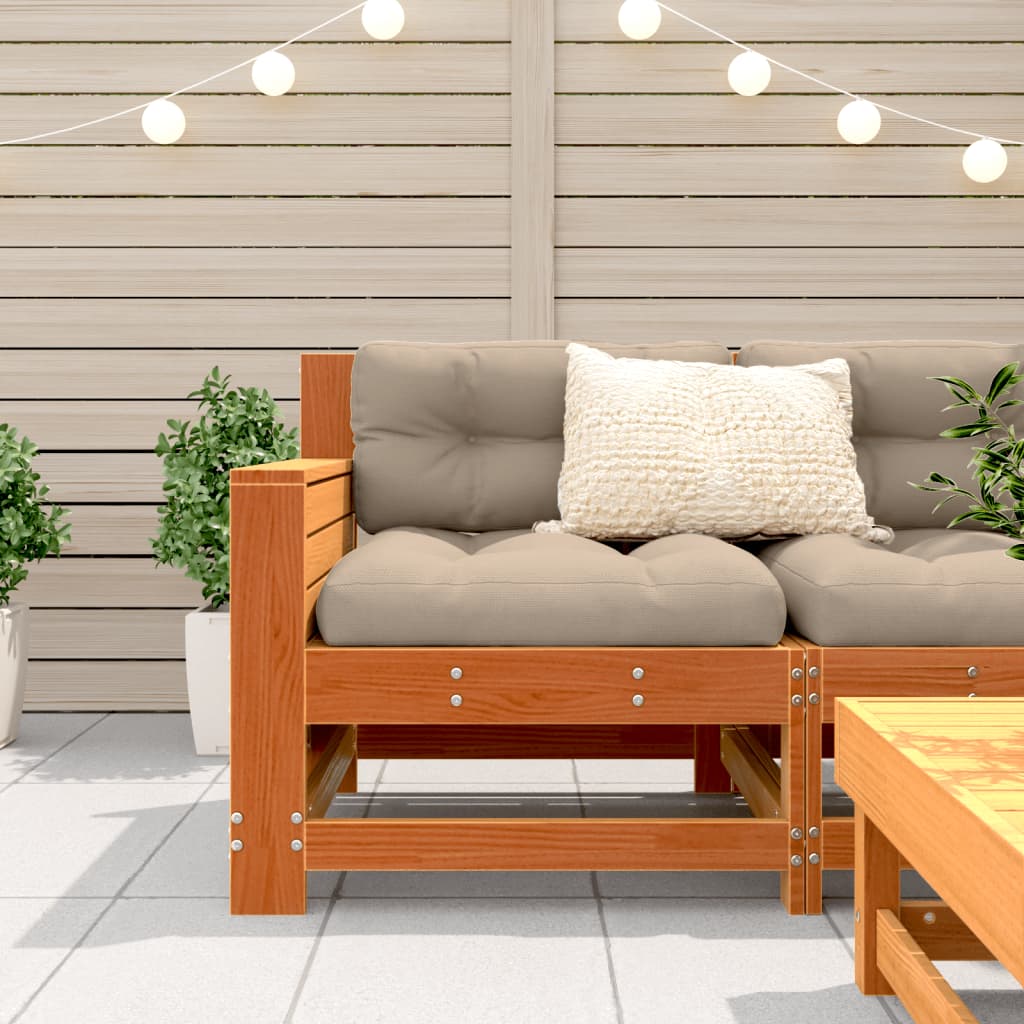 Canapea grădină cotieră cu perne, maro ceruit, lemn masiv pin GartenMobel Dekor