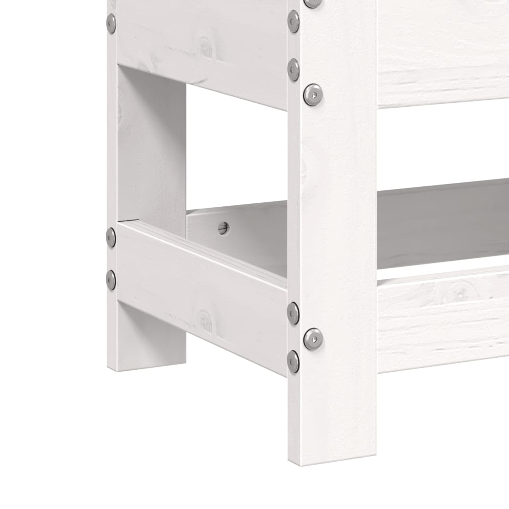 Taburet de grădină, alb, 62x30x32 cm, lemn masiv de pin GartenMobel Dekor