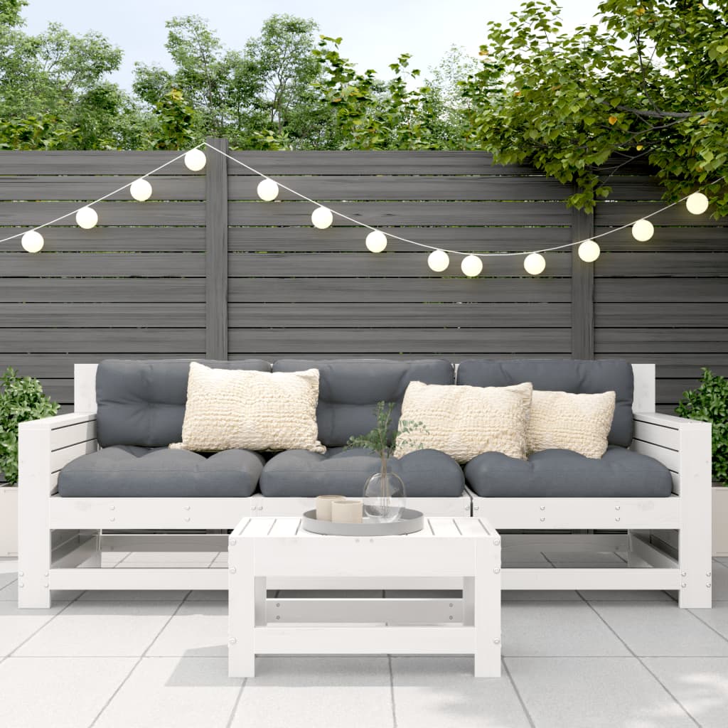 Taburet de grădină, alb, 62x30x32 cm, lemn masiv de pin GartenMobel Dekor