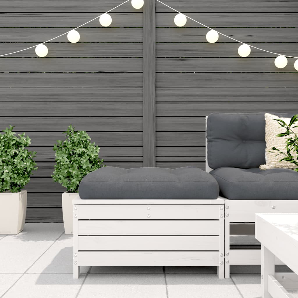 Taburet de grădină, alb, 62x63,5x32 cm, lemn masiv pin GartenMobel Dekor